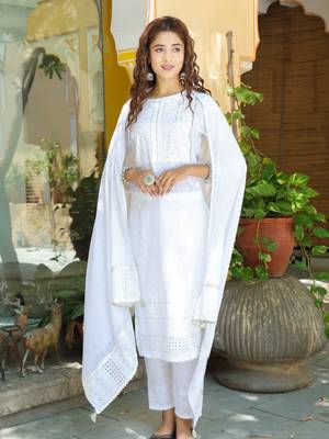 White embroidered cotton ethnic-kurtis 2