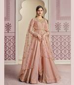 Pink Designer Multy Embroidery,Diamond Work Russian Silk unstitched Long Length Kameez Pant cotton salwar suit