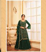 Green Designer Jari,Sequance Embroidery Work Georgette unstitched Long Length Kameez Sharara wedding wear salwar suit