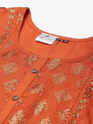 Orange embroidered cotton ethnic-kurtis 2