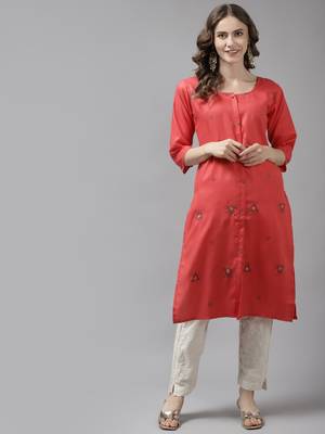 Red printed cotton ethnic-kurtis 1