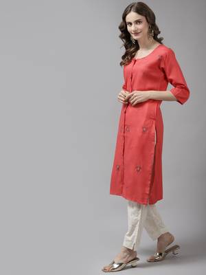 Red printed cotton ethnic-kurtis 3