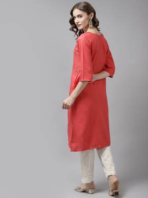 Red printed cotton ethnic-kurtis 4