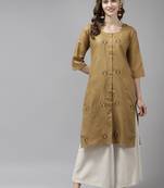 Brown printed cotton ethnic-kurtis