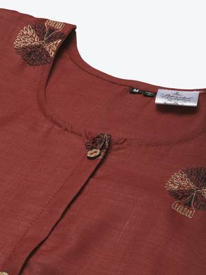 Maroon embroidered cotton ethnic-kurtis 2