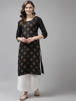 Black printed cotton ethnic-kurtis 1