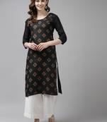 Black printed cotton ethnic-kurtis