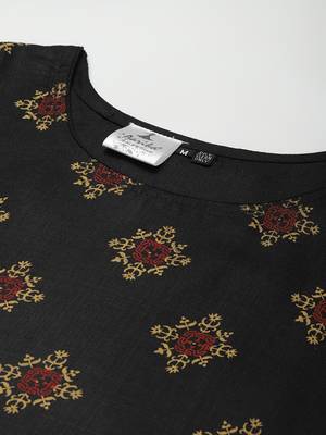 Black printed cotton ethnic-kurtis 2