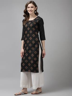 Black printed cotton ethnic-kurtis 3