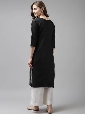 Black printed cotton ethnic-kurtis 4