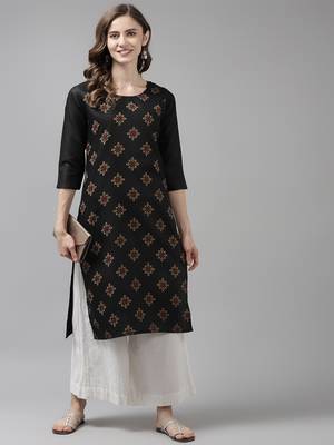 Black printed cotton ethnic-kurtis 5