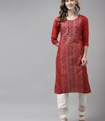 Red printed cotton ethnic-kurtis