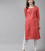 Red printed cotton ethnic-kurtis