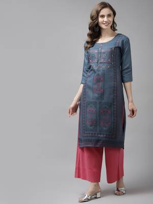Blue printed cotton ethnic-kurtis 1