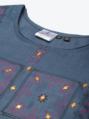 Blue printed cotton ethnic-kurtis 2