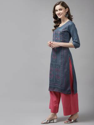 Blue printed cotton ethnic-kurtis 3
