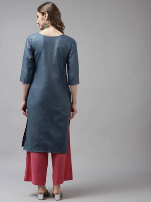 Blue printed cotton ethnic-kurtis 4