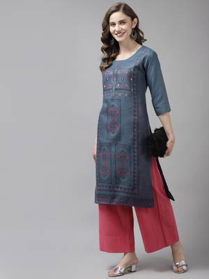 Blue printed cotton ethnic-kurtis 5