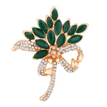 Green crystal brooch 1