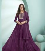 Purple embroidered faux georgette salwar
