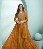 Mustard embroidered faux georgette salwar