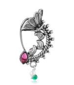 Vighnaharta Oxidised Gold with Artificial stone and Red Maharashtrian Nath Nathiya.Nose Pin for women-VFJ1045NTH-Press