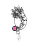 Vighnaharta Oxidised Gold with Artificial stone and Maharashtrian Nath Nathiya. Nose Pin for women-VFJ1046NTH-Press