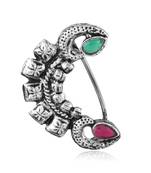Vighnaharta Oxidised Gold with Artificial stone and Maharashtrian Nath Nathiya. Nose Pin for women VFJ1048NTH-Press