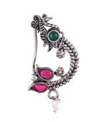 Vighnaharta Oxidised Gold with Artificial stone and Maharashtrian Nath Nathiya. Nose Pin for women-VFJ1049NTH-Press