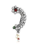 Vighnaharta Oxidised Gold with Artificial stone and  Maharashtrian Nath Nathiya.Nose Pin for women - VFJ1050NTH-Press