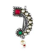 Vighnaharta Oxidised Gold with Artificial stone. Maharashtrian banu Nath Nathiya.Nose Pin for women - VFJ1051NTH-Press