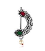 Vighnaharta Oxidised Gold with Artificial stone and Maharashtrian Nath Nathiya./ Nose Pin for women - VFJ1056NTH-Press