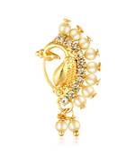 Vighnaharta Gold Plated Mayur design with Maharashtrian Nath Nathiya./ Nose Pin for women - VFJ1058NTH-Press