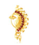Vighnaharta Gold Plated Mayur design with Maharashtrian Nath Nathiya./ Nose Pin for women - VFJ1059NTH-Press