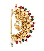 Vighnaharta Maharastrian Culture Nath Gold   work Guchhedar Nose Pin for Women and Girls- (VFJ1065NTH-Press-Multi)
