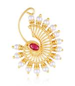 Vighnaharta Maharastrian Culture Nath Gold   work Guchhedar Nose Pin for Women and Girls VFJ1070NTH-Press