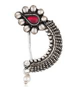 Vighnaharta Silver Plated with CZ stone Non Piercing Maharashtrian Nath Nathiya. Nose Pin for women  [VFJ1074NTH-Press ]