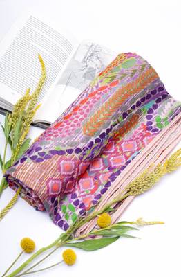African Print Multi Colour Silkmul Full Width Scarf 1