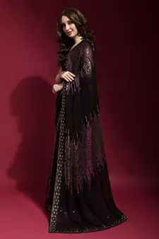 Black Georgette Sequins Party Wear Sarees