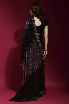 Black Georgette Sequins Party Wear Sarees
