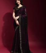 Black Georgette Sequins Party Wear Sarees