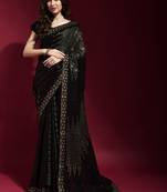 Black Georgette Sequins Party Wear Sarees