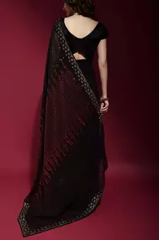 Black Georgette Sequins Party Wear Sarees