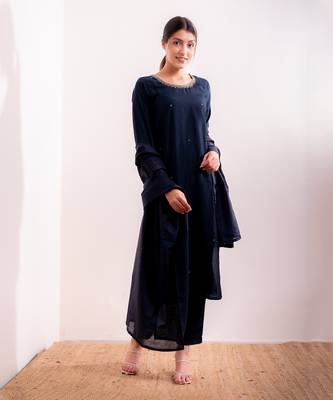Navy Blue Aayat Straight Fit  Suit Set 6