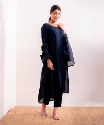 Navy Blue Aayat Straight Fit  Suit Set 7