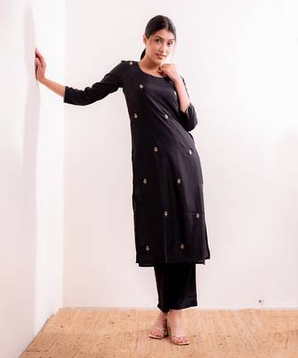 Steel Black Fiza Straight Fit Kurta Set 6