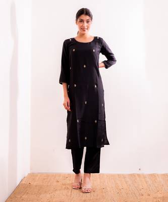 Steel Black Fiza Straight Fit Kurta Set 7