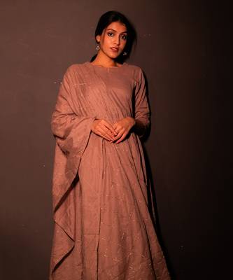 Metallic Brown Malhar Anarkali Suit Set 1