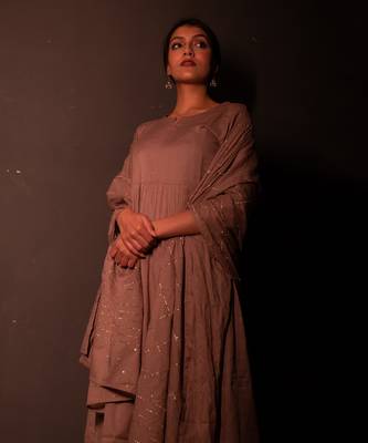 Metallic Brown Malhar Anarkali Suit Set 9