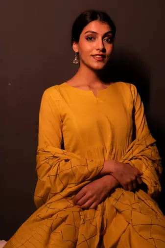 Yellow Marz Anarkali Suit Set
